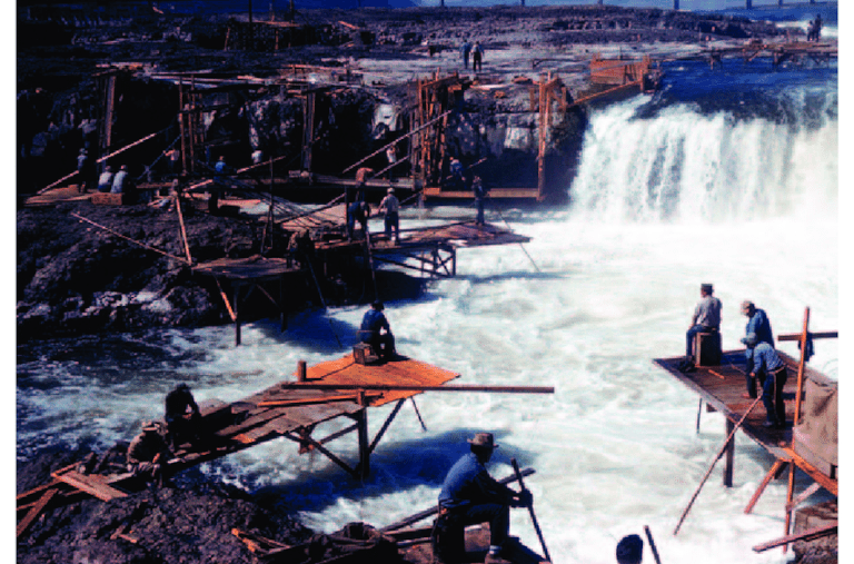 Northwest Coast tribal member salmon fishing