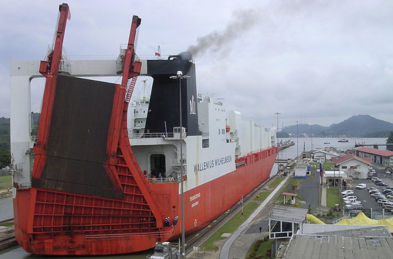 Ship passing through Panama Canal