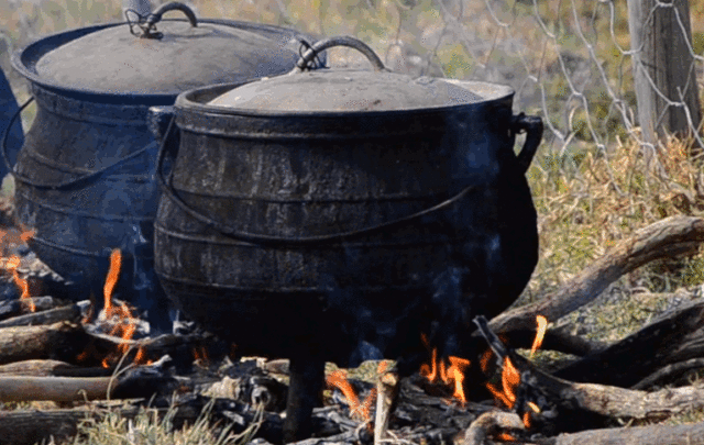 Cooking over a fire in South Africa