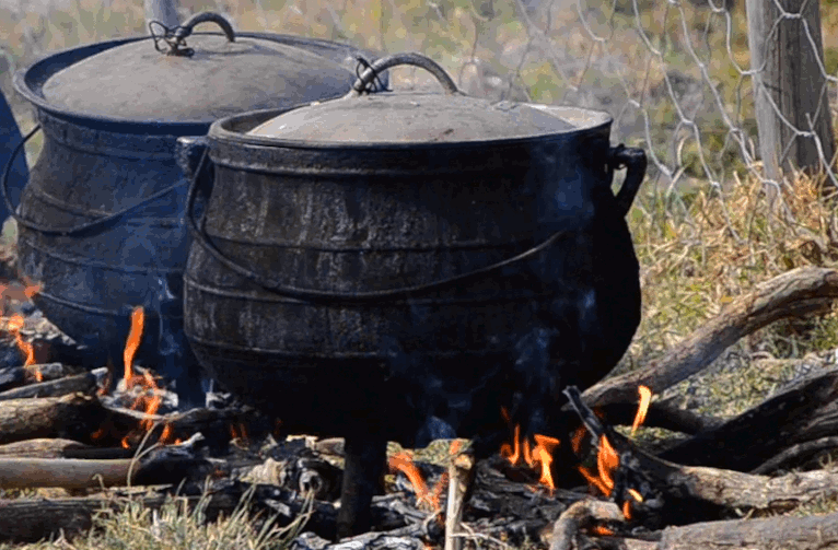 Cooking over a fire in South Africa