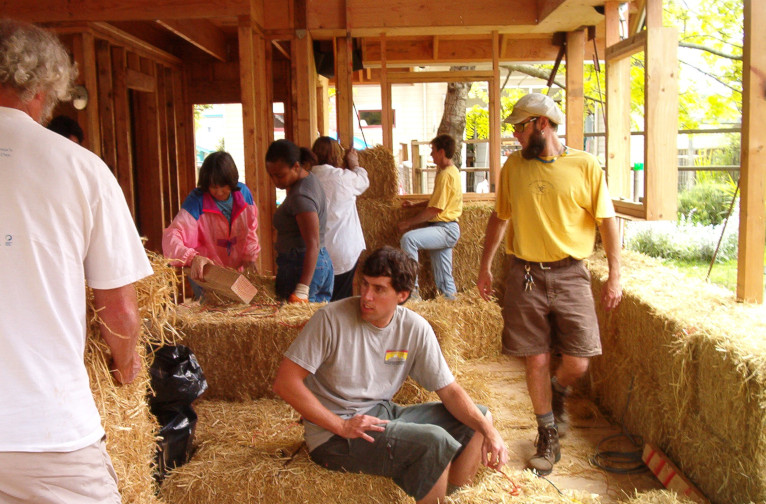 Strawbale house construction