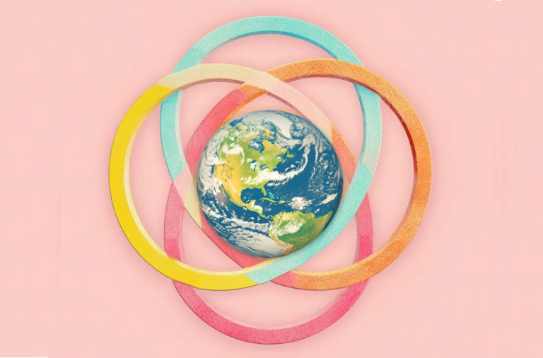 Olympic symbol with earth