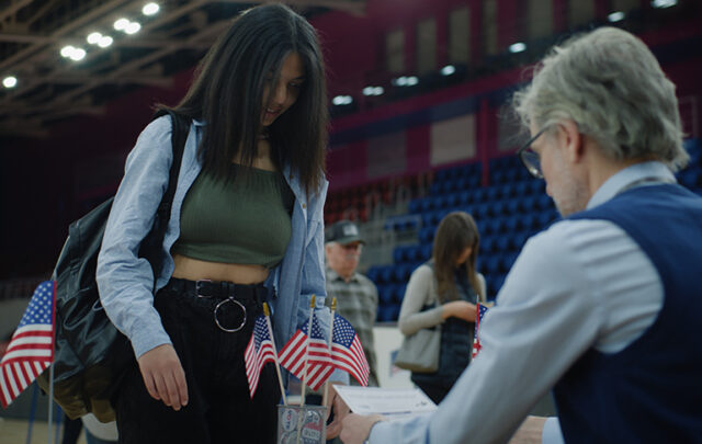 Woman voting