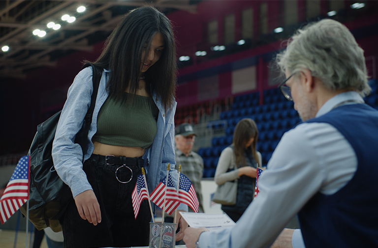 Woman voting