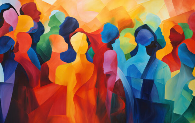 Abstract painting of human figures