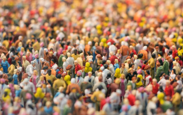 Aerial view of a large crowd