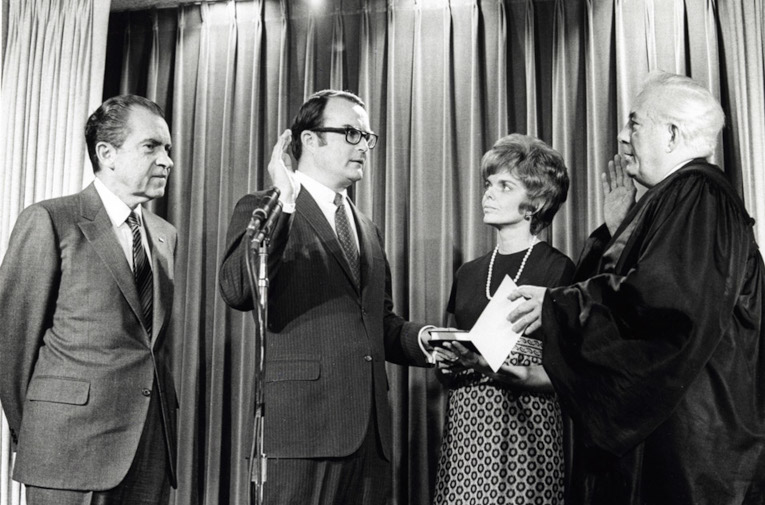 William Ruckelshaus swearing in a first EPA administrator