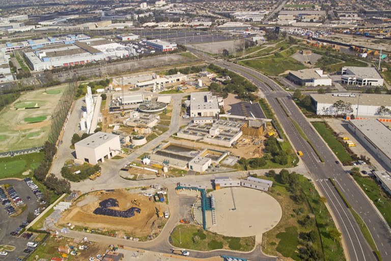 Aerial view of West Basin Water Recycling Facility, Carson, California.