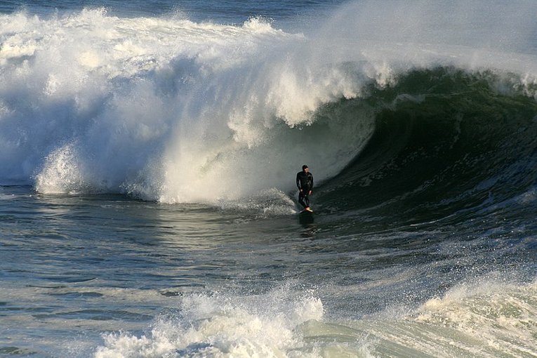 Big wave breaking in Santa Cruz, California.