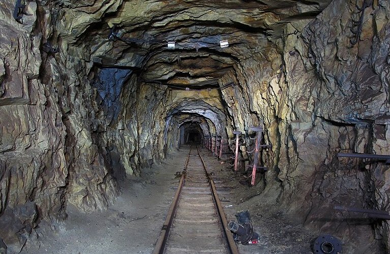 Abandoned uranium mine adit at Mt. Byk