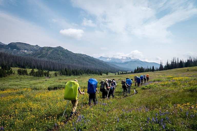 student mountain hike