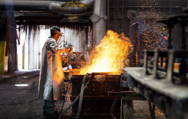 Metal worker at Hussey Copper in Leetsdale, PA