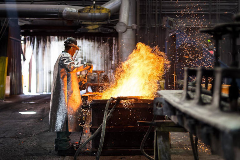 Metal worker at Hussey Copper in Leetsdale, PA