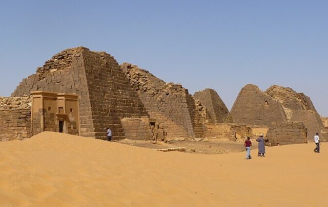 Remains of Nubian Pyramids of Merowe near Al-Bagrawiyah (2010}.